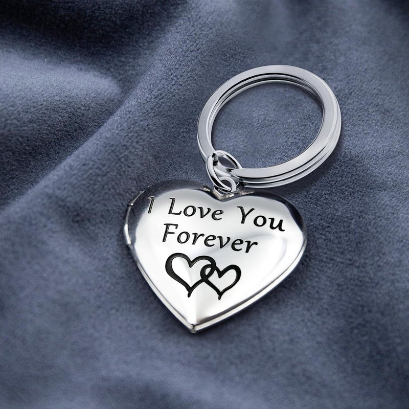 PHOCKSIN Silver Heart Locket Keychains for Women Gold Photo Locket Key chain that Hold Pictures New Years Gifts for Women - Image 5